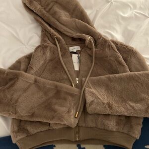 MABLE Women's Faux Fur Puffer Jacket in Brown